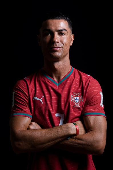 Cristiano Ronaldo in Portugal’s red shirt for the 2026 World Cup portraits